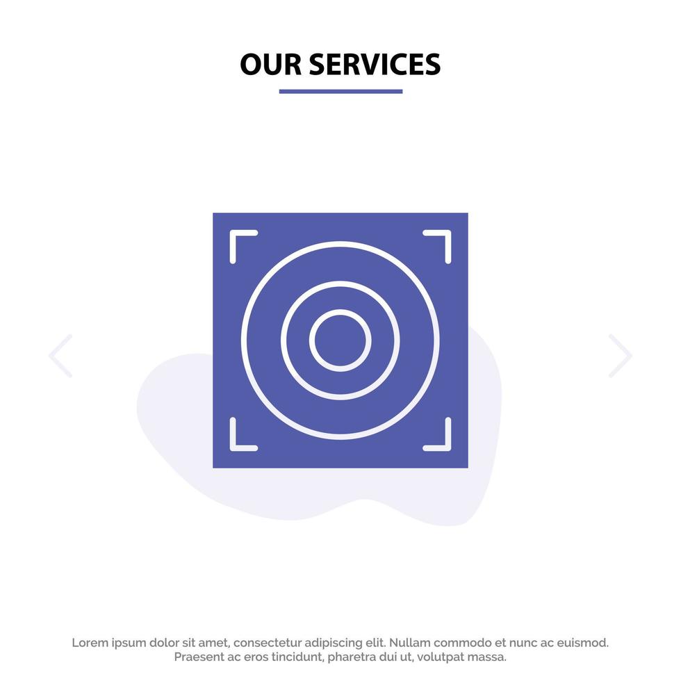 onze Diensten web ontwerp spreker solide glyph icoon web kaart sjabloon vector