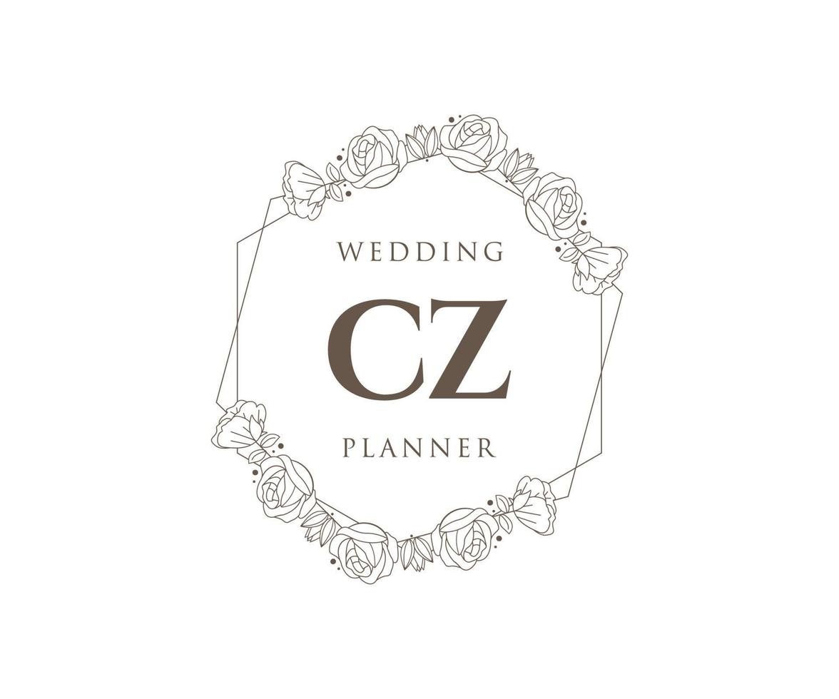 cz initialen brief bruiloft monogram logos verzameling, hand- getrokken modern minimalistisch en bloemen Sjablonen voor uitnodiging kaarten, opslaan de datum, elegant identiteit voor restaurant, boetiek, cafe in vector