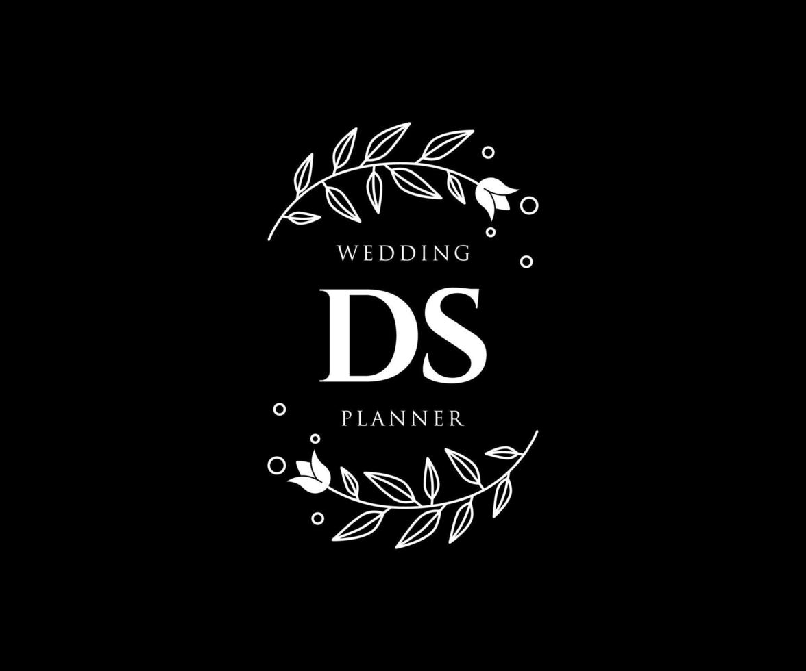 ds initialen brief bruiloft monogram logos verzameling, hand- getrokken modern minimalistisch en bloemen Sjablonen voor uitnodiging kaarten, opslaan de datum, elegant identiteit voor restaurant, boetiek, cafe in vector