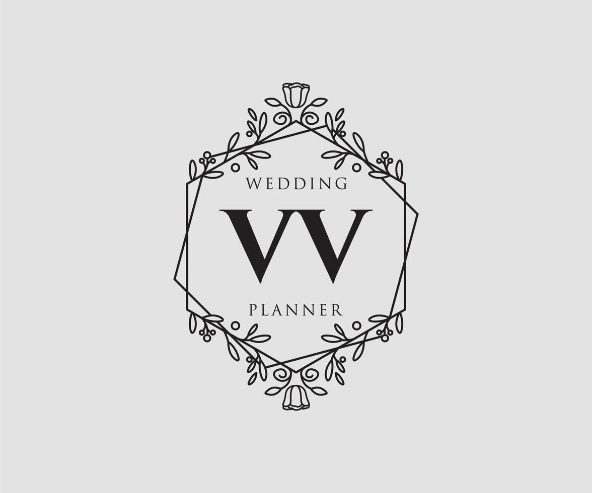 vv initialen brief bruiloft monogram logos verzameling, hand- getrokken modern minimalistisch en bloemen Sjablonen voor uitnodiging kaarten, opslaan de datum, elegant identiteit voor restaurant, boetiek, cafe in vector