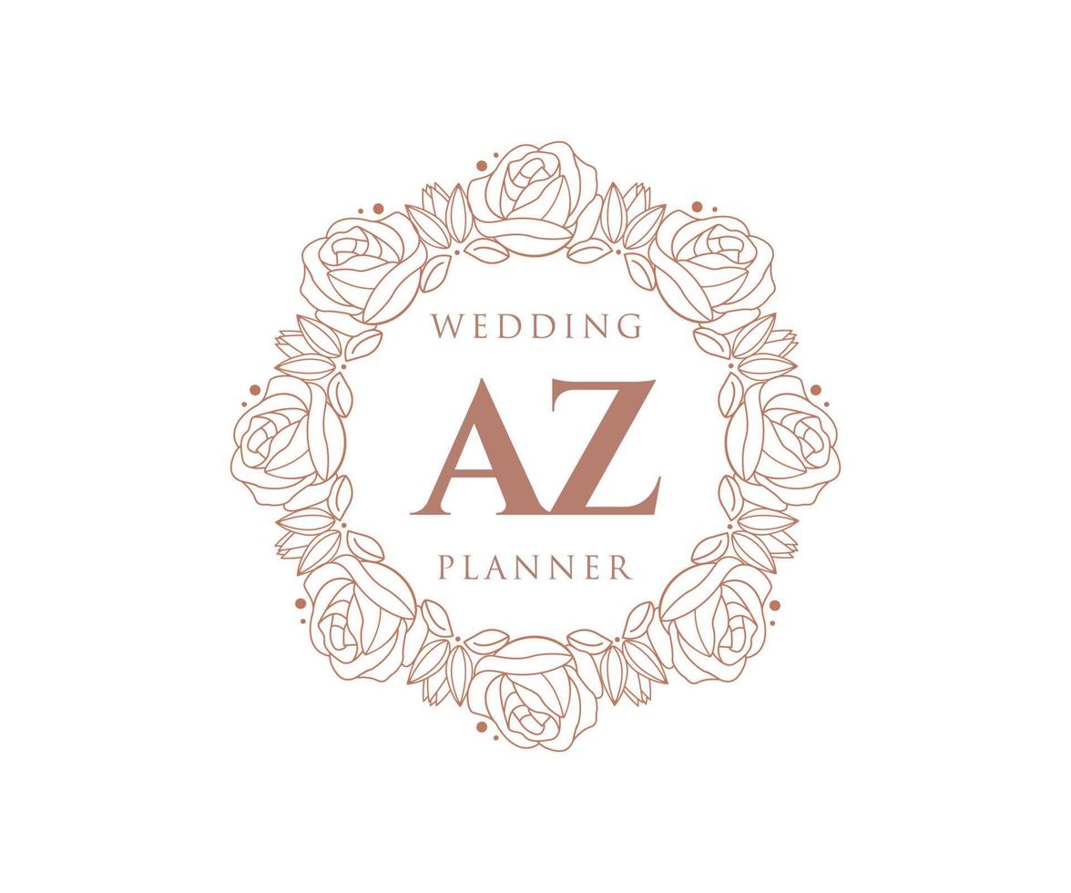 az initialen brief bruiloft monogram logos verzameling, hand- getrokken modern minimalistisch en bloemen Sjablonen voor uitnodiging kaarten, opslaan de datum, elegant identiteit voor restaurant, boetiek, cafe in vector