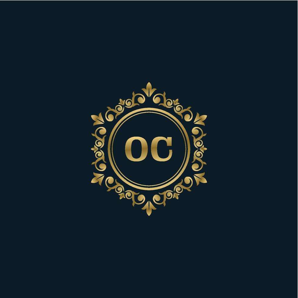 brief oc logo met luxe goud sjabloon. elegantie logo vector sjabloon.