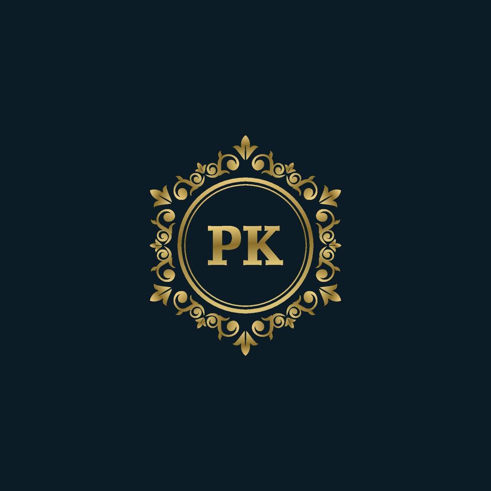 brief pk logo met luxe goud sjabloon. elegantie logo vector sjabloon.