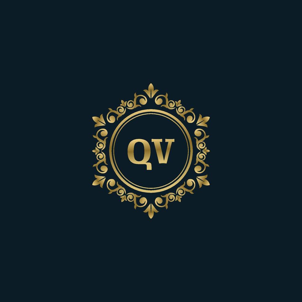 brief qv logo met luxe goud sjabloon. elegantie logo vector sjabloon.