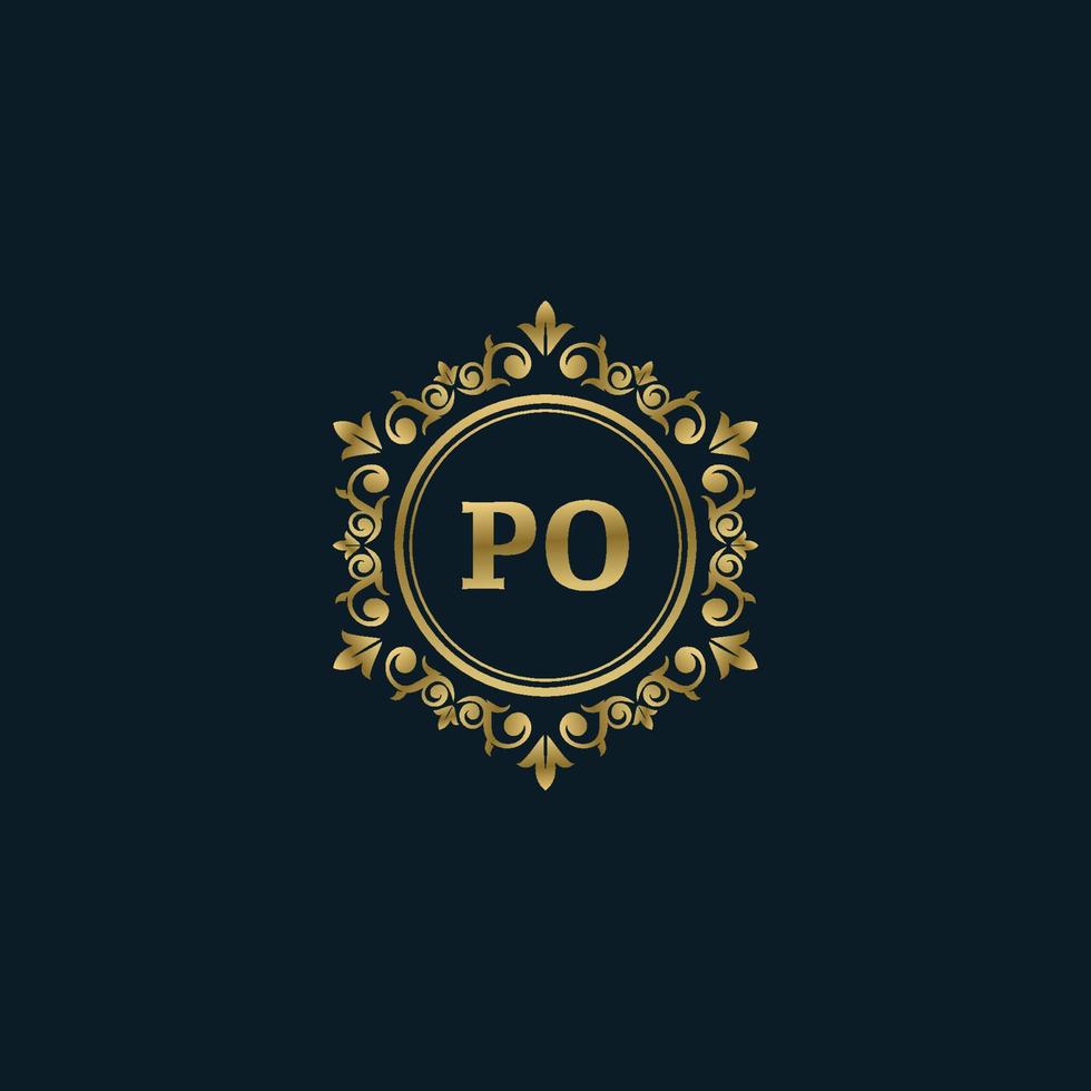 brief po logo met luxe goud sjabloon. elegantie logo vector sjabloon.