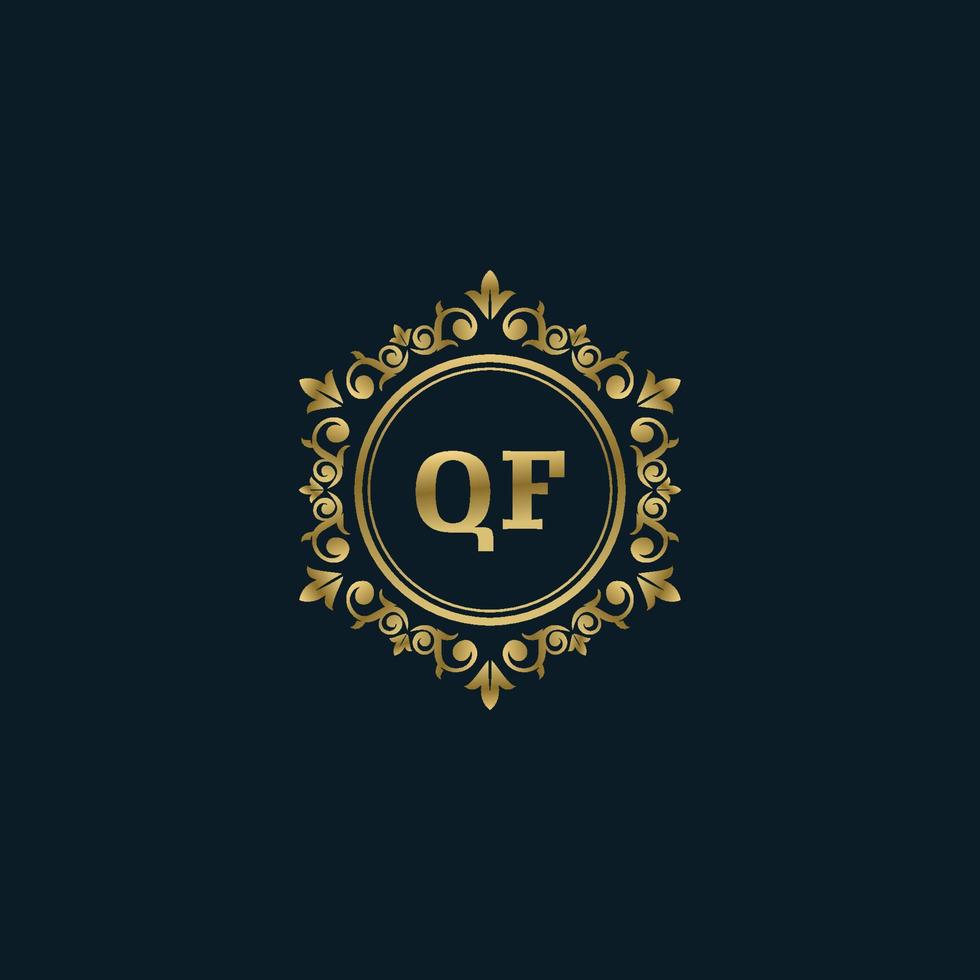 brief qf logo met luxe goud sjabloon. elegantie logo vector sjabloon.