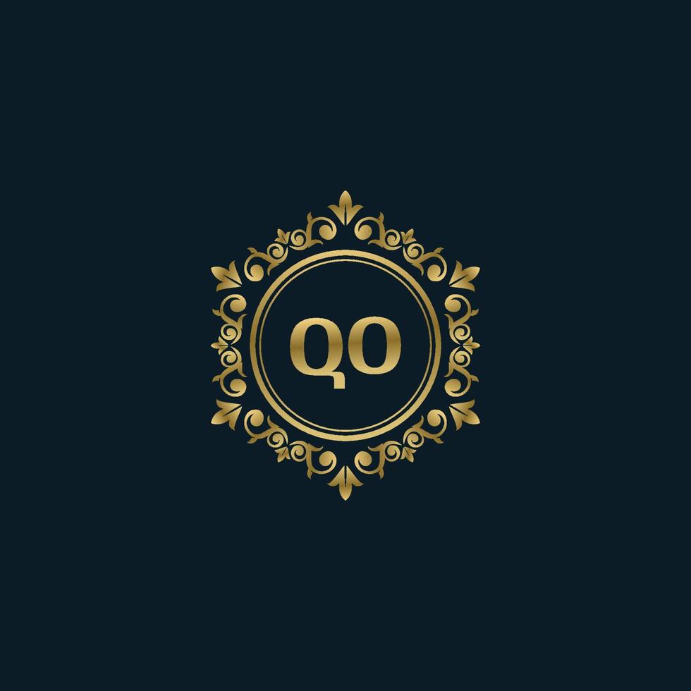 brief qo logo met luxe goud sjabloon. elegantie logo vector sjabloon.