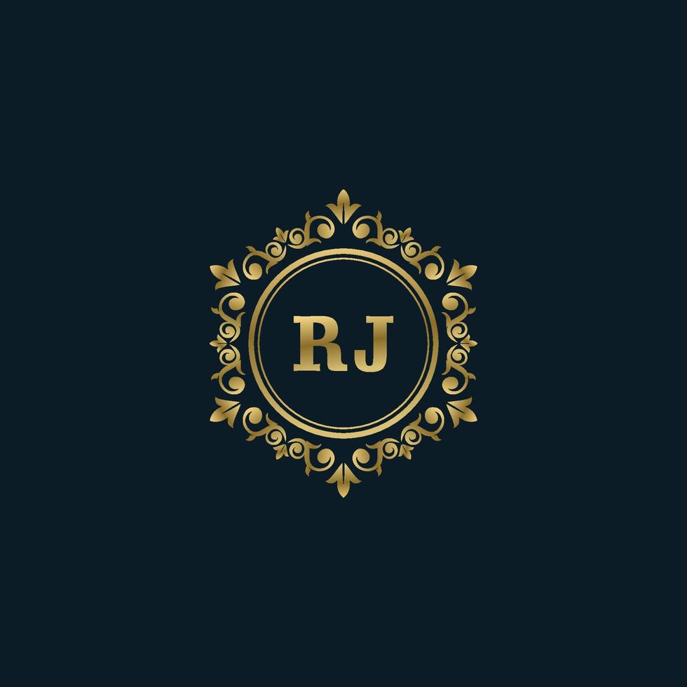 brief rj logo met luxe goud sjabloon. elegantie logo vector sjabloon.