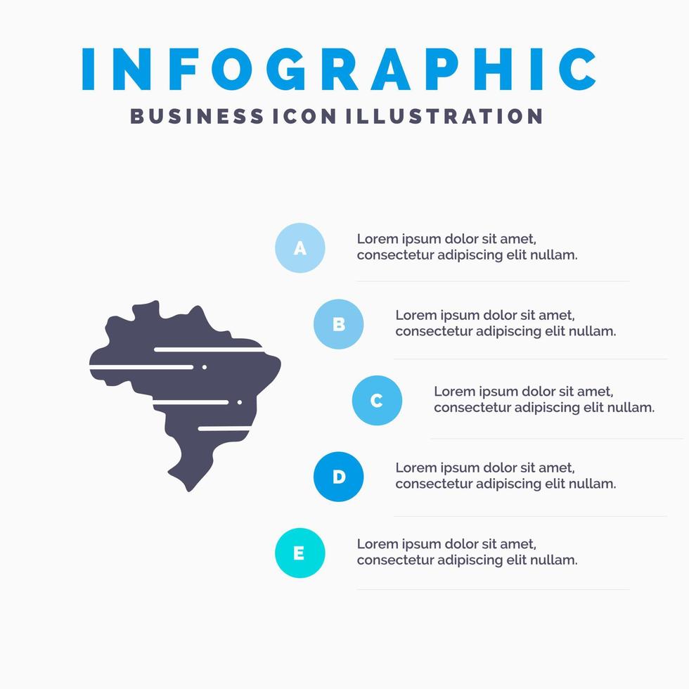 Brazilië kaart land infographics presentatie sjabloon 5 stappen presentatie vector