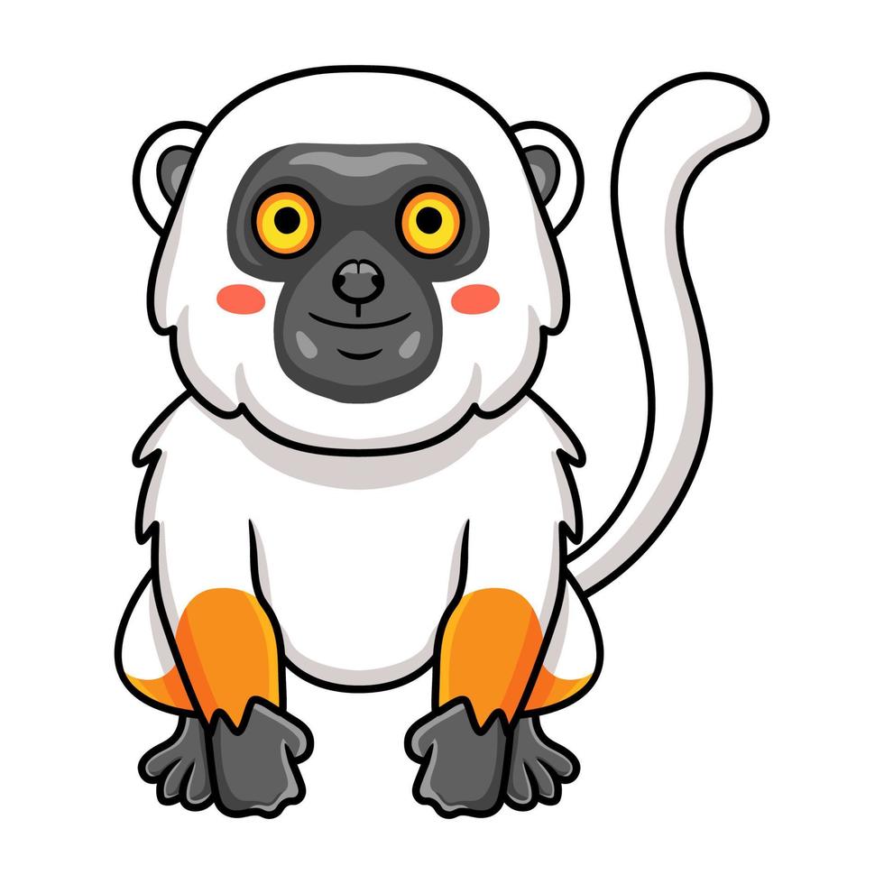 schattig sifaka lemur aap tekenfilm zittend vector