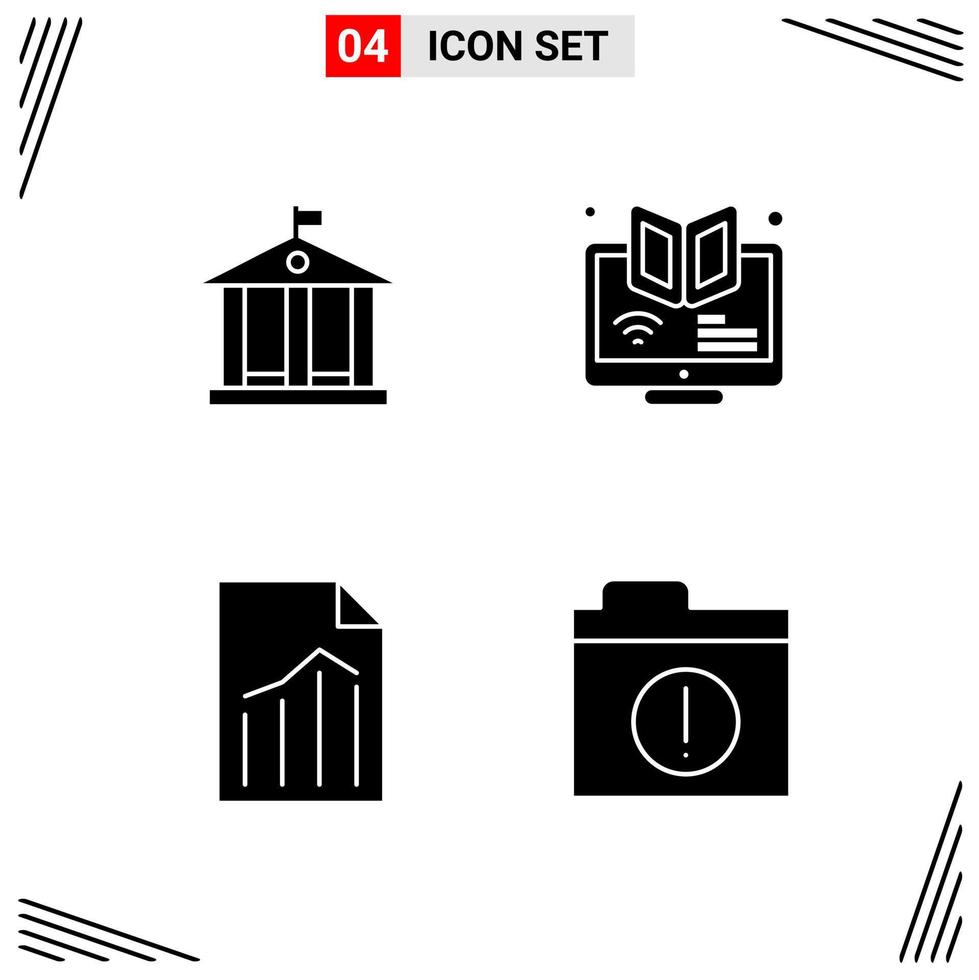 4 pictogrammen solide stijl rooster gebaseerd creatief glyph symbolen voor website ontwerp gemakkelijk solide icoon tekens geïsoleerd Aan wit achtergrond 4 icoon reeks vector