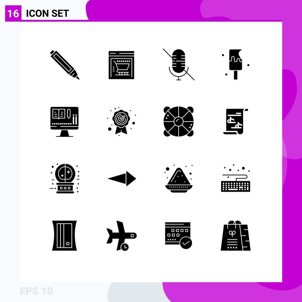 voorraad vector icoon pak van 16 lijn tekens en symbolen voor kwaliteit zekerheid onderwijs dempen boek zoet bewerkbare vector ontwerp elementen