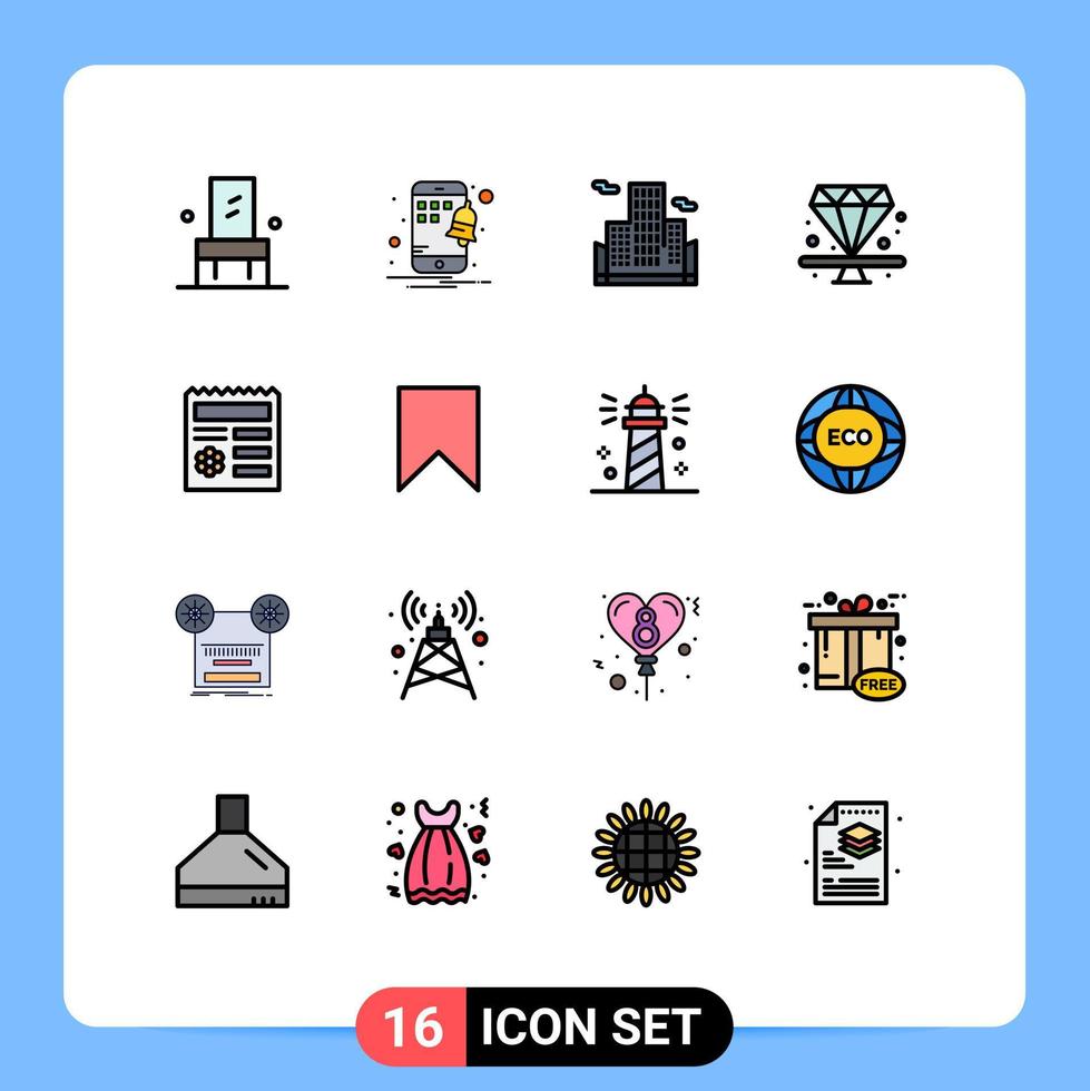 bewerkbare vector lijn pak van 16 gemakkelijk vlak kleur gevulde lijnen van document ui bedrijf eenvoudig juweel bewerkbare creatief vector ontwerp elementen