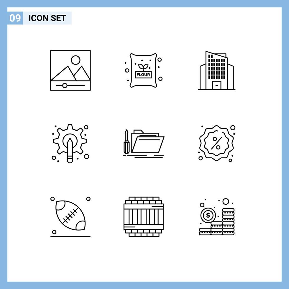 9 gebruiker koppel schets pak van modern tekens en symbolen van reparatie map kantoor uitrusting pen bewerkbare vector ontwerp elementen