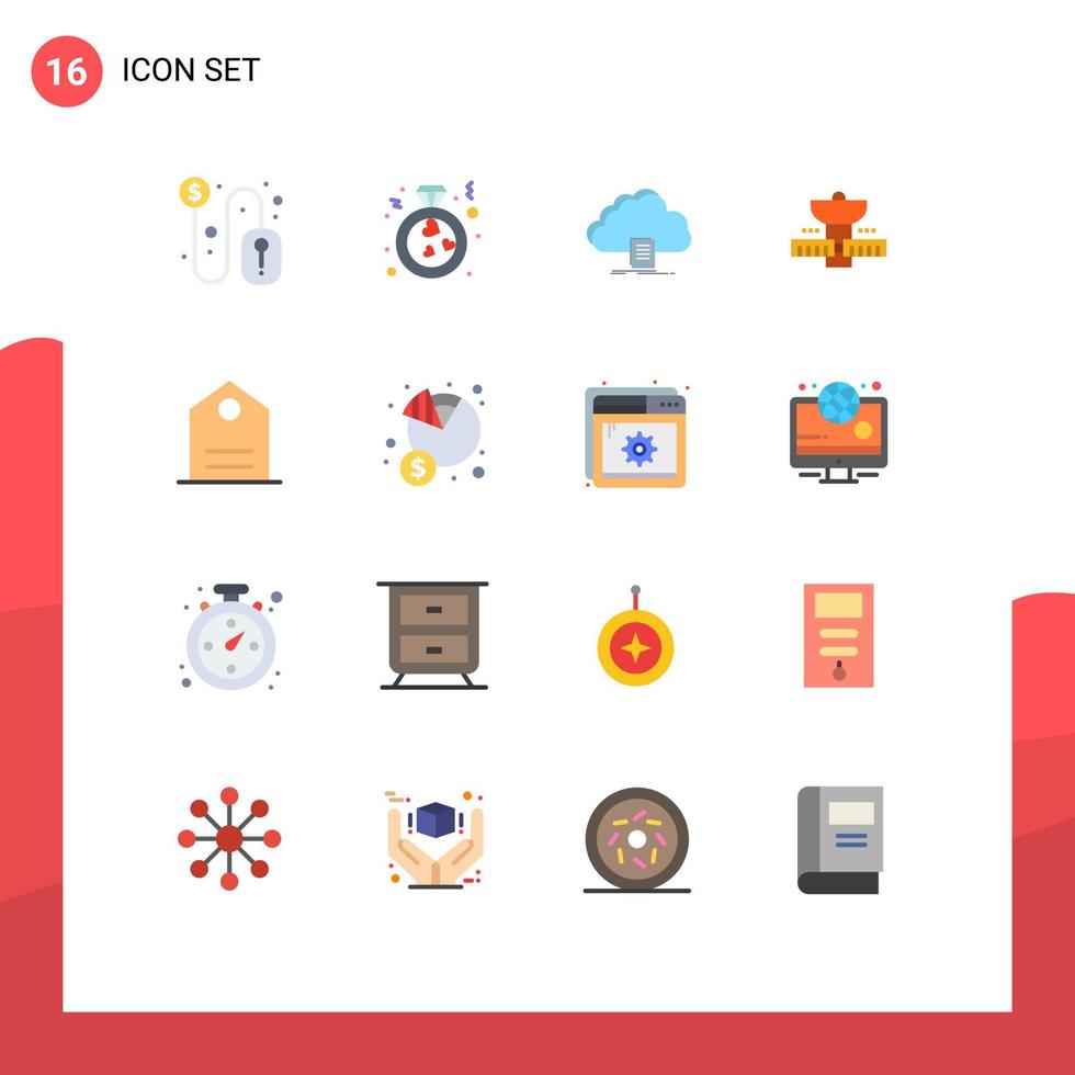 reeks van 16 modern ui pictogrammen symbolen tekens voor ruimte satelliet wolk ruimte downloaden bewerkbare pak van creatief vector ontwerp elementen