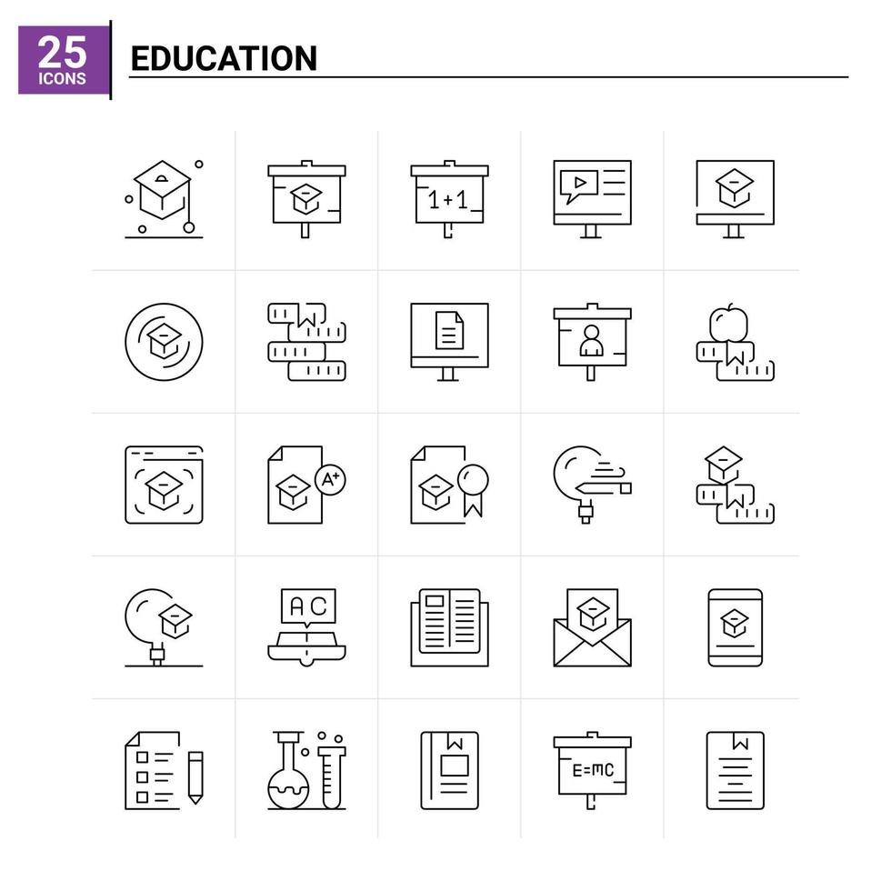 25 onderwijs icoon reeks vector achtergrond