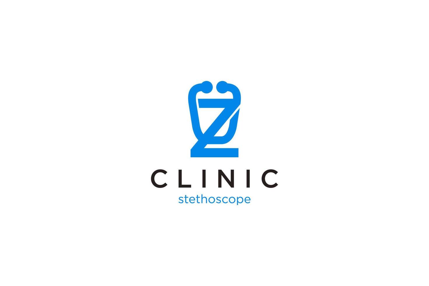 brief z logo met stethoscoop voor medisch en apotheek. vector