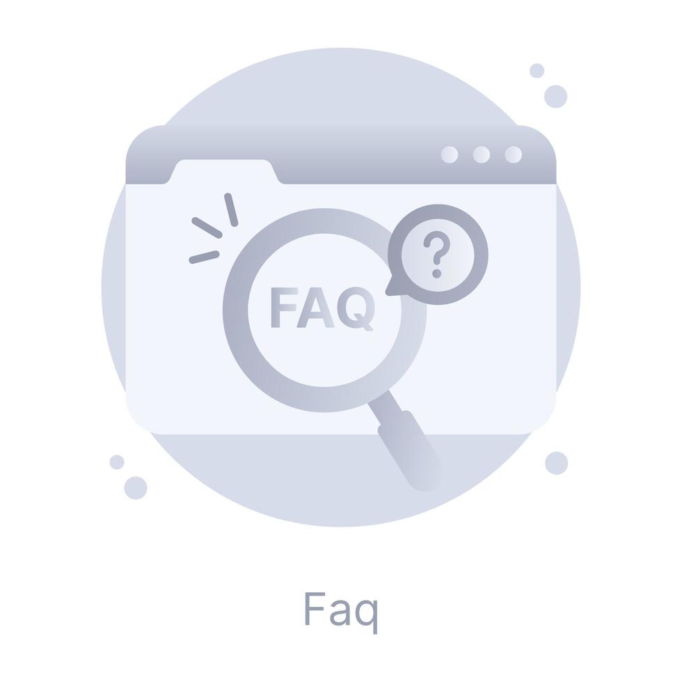 een web FAQ icoon in vlak vector