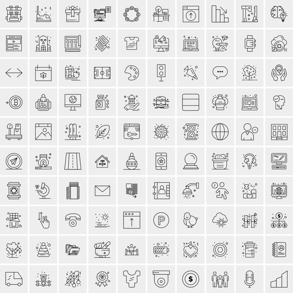 pak van 100 universeel lijn pictogrammen voor mobiel en web vector