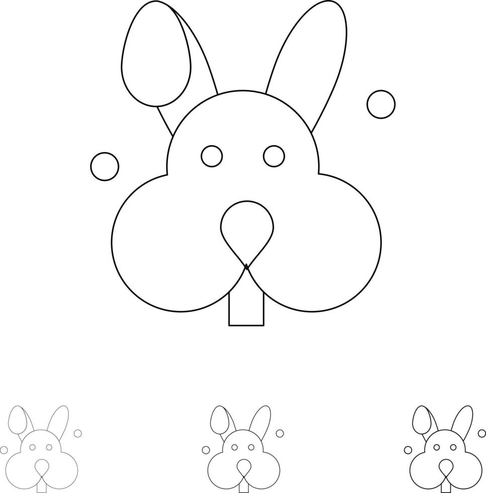 konijn Pasen konijn stoutmoedig en dun zwart lijn icoon reeks vector