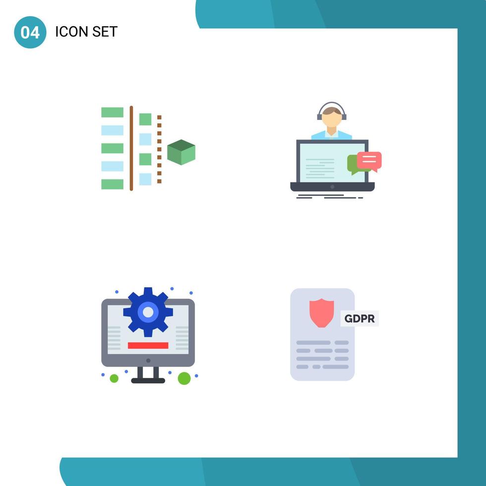 reeks van 4 modern ui pictogrammen symbolen tekens voor ontwikkeling helpen planning babbelen beheer bewerkbare vector ontwerp elementen