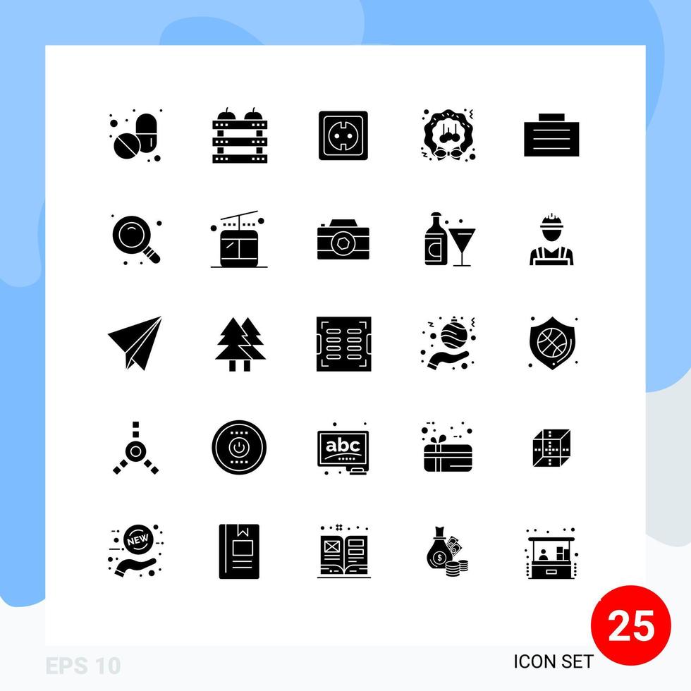 reeks van 25 modern ui pictogrammen symbolen tekens voor seizoen krans elektrisch decoratie stopcontact bewerkbare vector ontwerp elementen