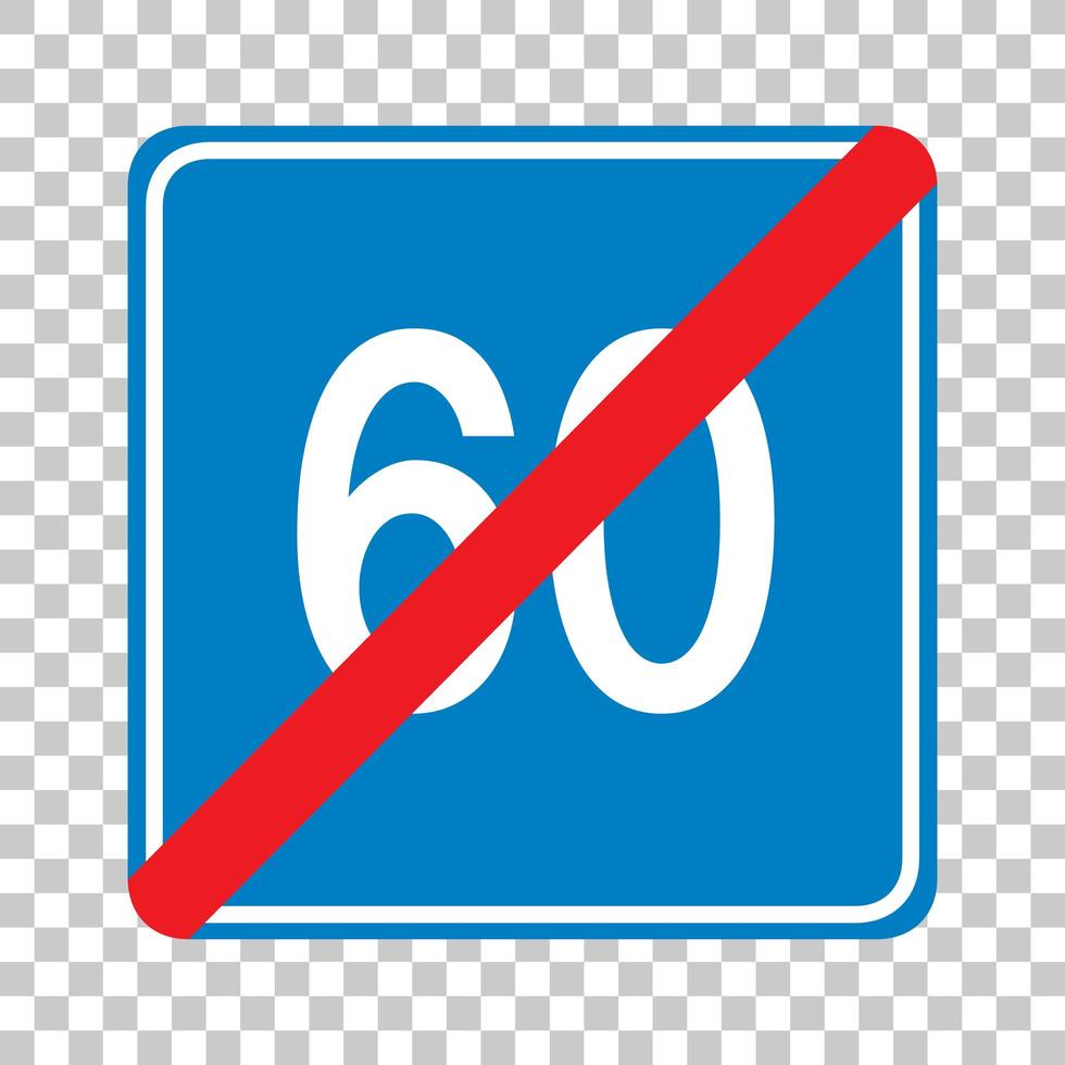 blauwe minimumsnelheid 60 verkeersbord geïsoleerd op transparante achtergrond vector