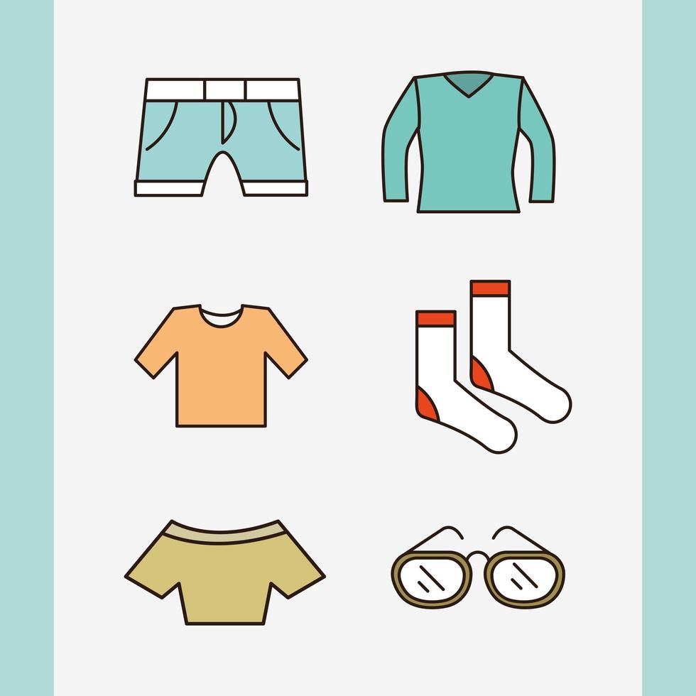 unisex kleding en accessoires eenvoudige pictogramserie vector