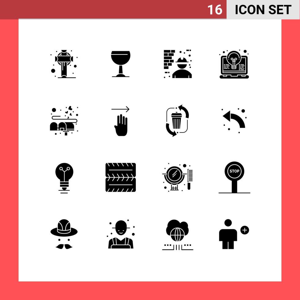 modern reeks van 16 solide glyphs en symbolen zo net zo doos uitvinding bouw idee lamp bewerkbare vector ontwerp elementen