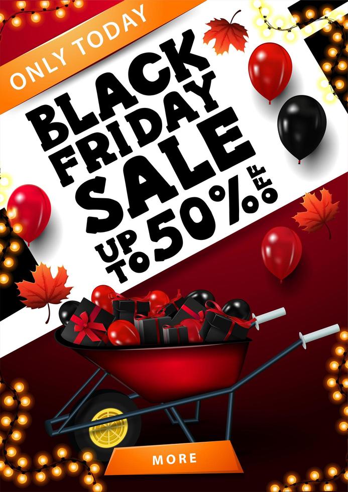 Black Friday-uitverkoop, tot 50 korting op banner vector