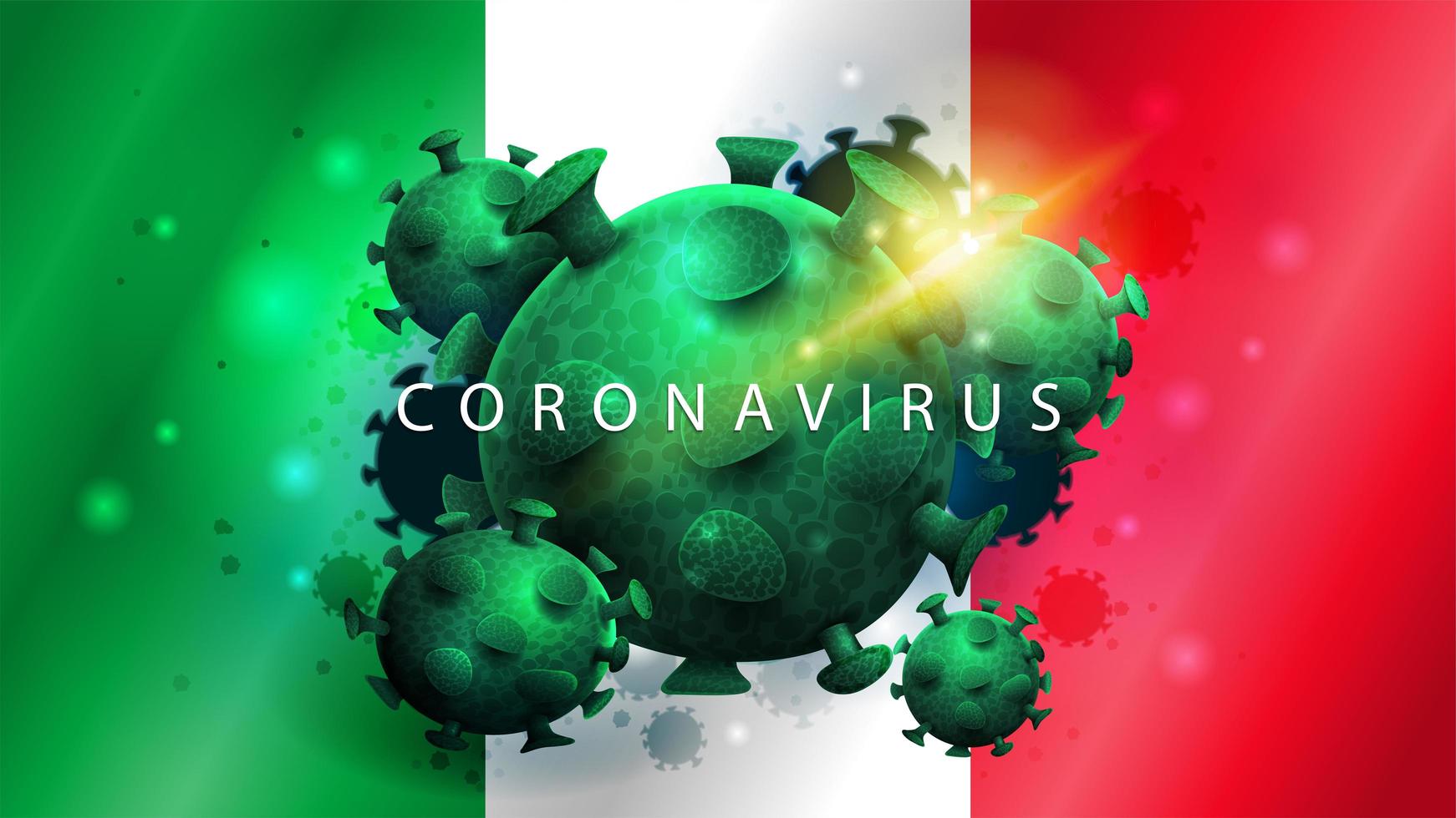 teken van coronavirus covid-2019 op de vlag van italië vector