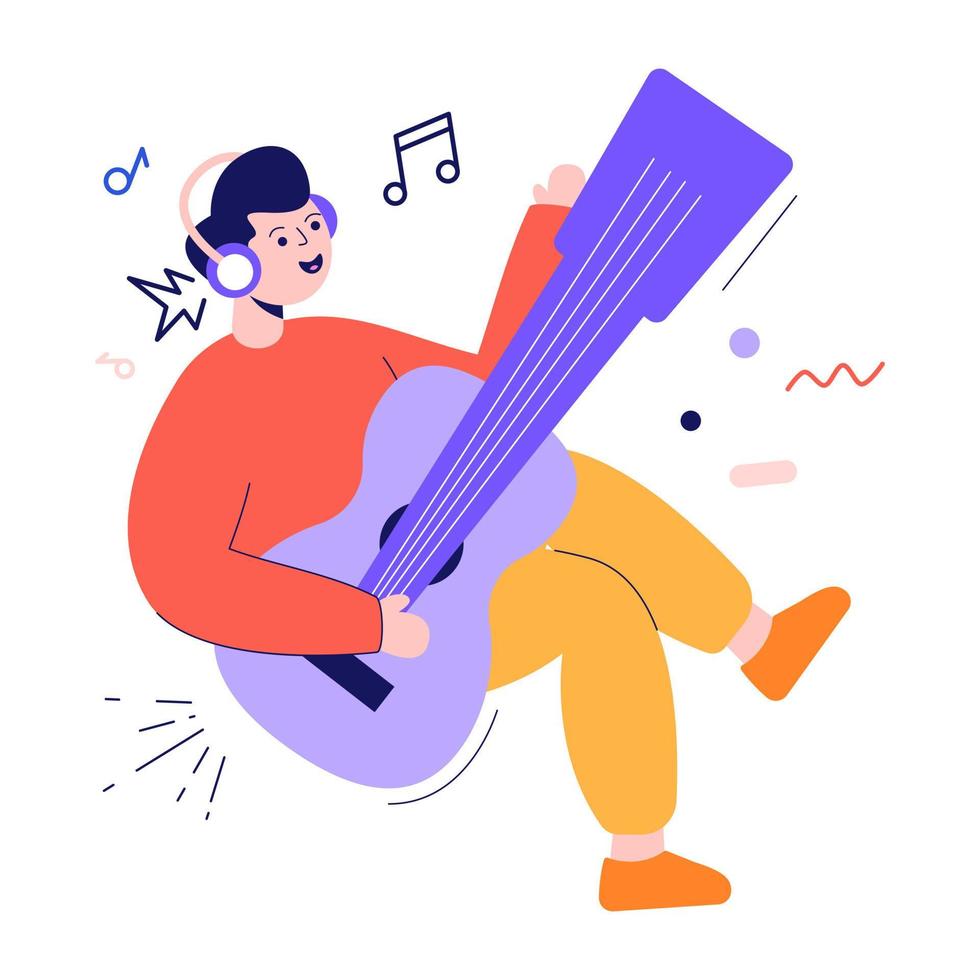 een modern vlak illustratie van gitarist vector