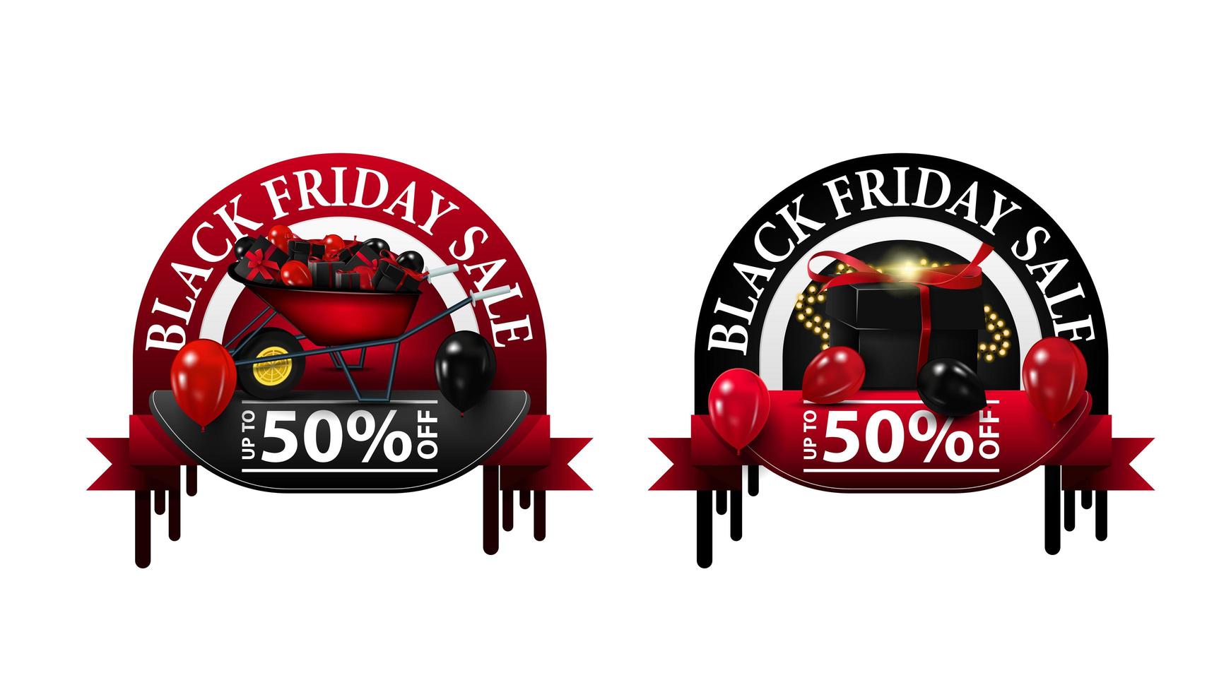 Black Friday-uitverkoop, tot 50 coupons vector