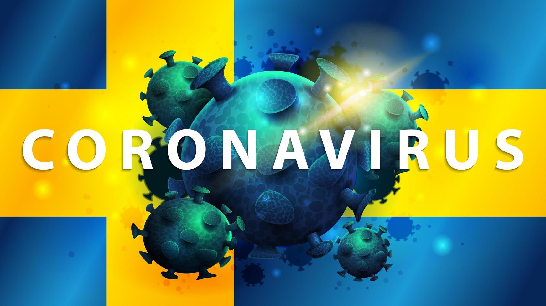 teken van coronavirus covid-2019 op de vlag van zweden vector