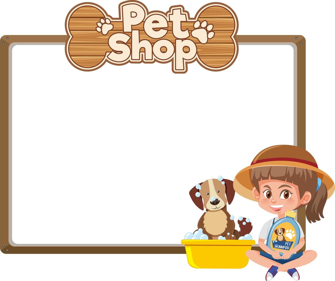 lege banners met kind en schattige hond en dierenwinkel logo geïsoleerd op een witte achtergrond vector