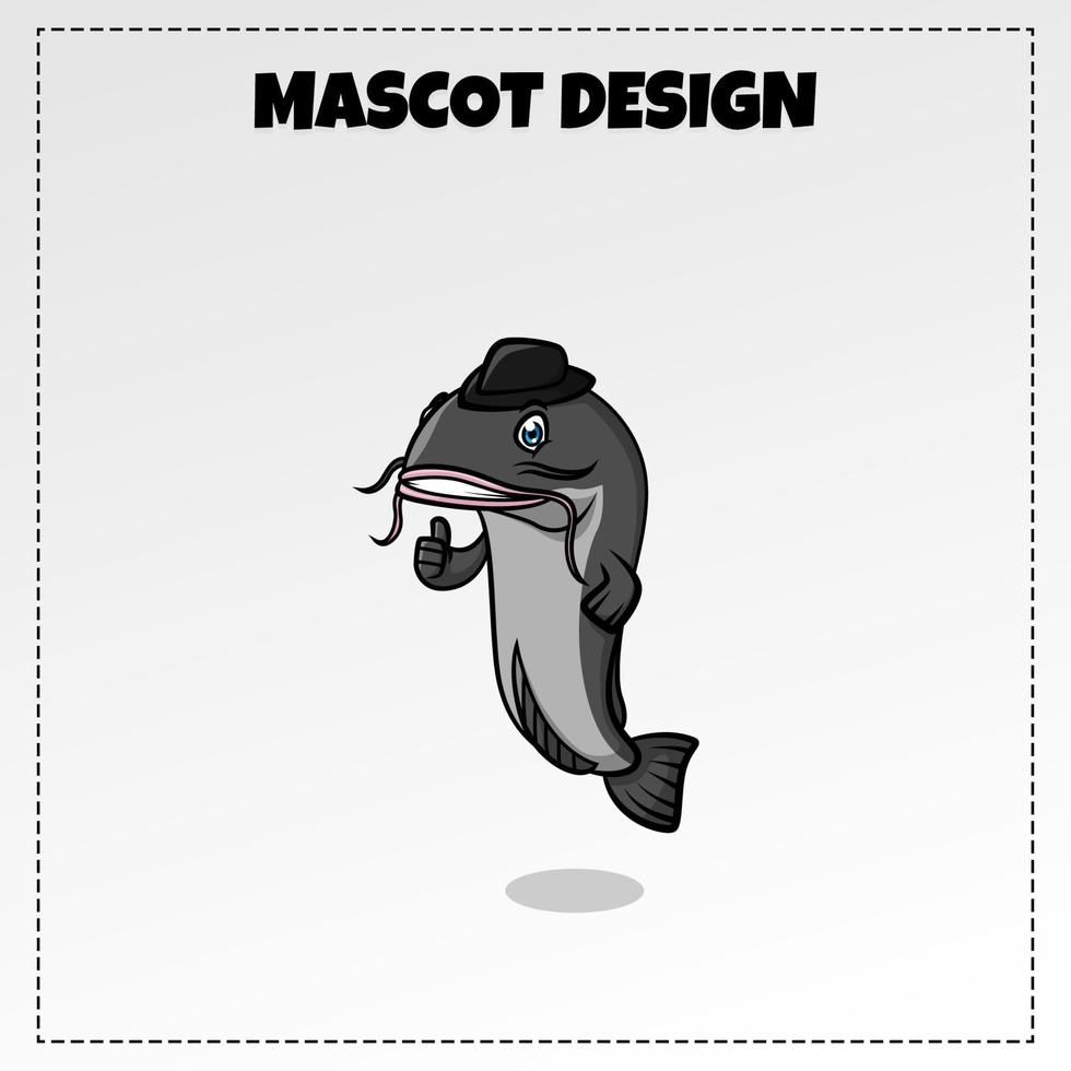 voedsel logo meerval mascotte illustratie vector ontwerp