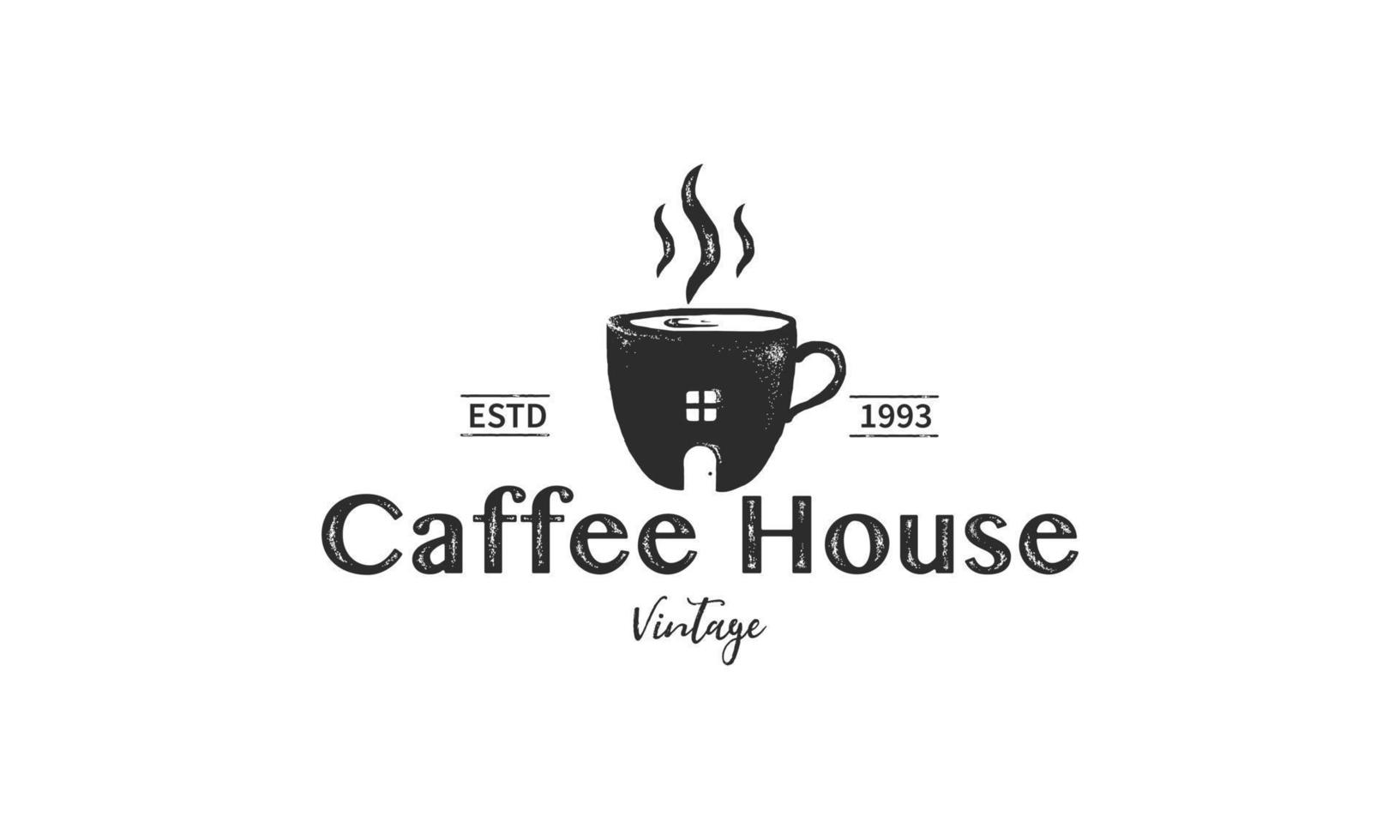 wijnoogst koffie huis logo ontwerp of cafe huis logo sjabloon vector