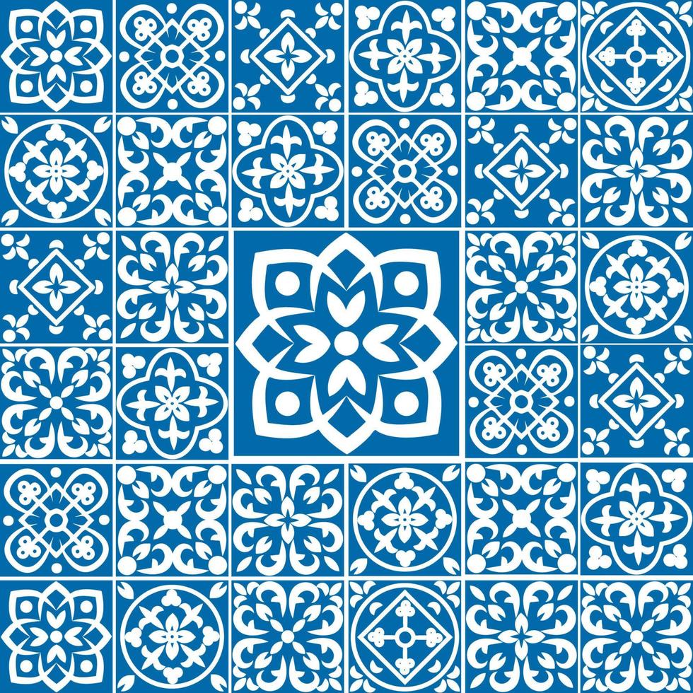 Portugees naadloos patroon met azulejo tegels. prachtig naadloos lapwerk patroon van kleurrijk Marokkaans tegels, ornamenten vector