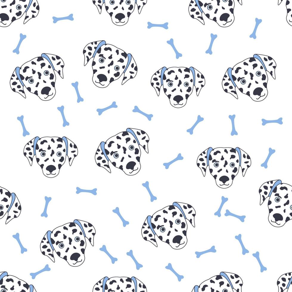 zwart wit hond uiteinde van een loop dalmatiër. naadloos patroon met schattig tekenfilm honden uiteinde van een loop Dalmatiërs vector