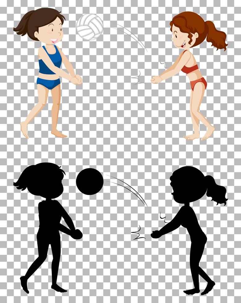 zomer stripfiguur op transparante achtergrond en zijn silhouet vector