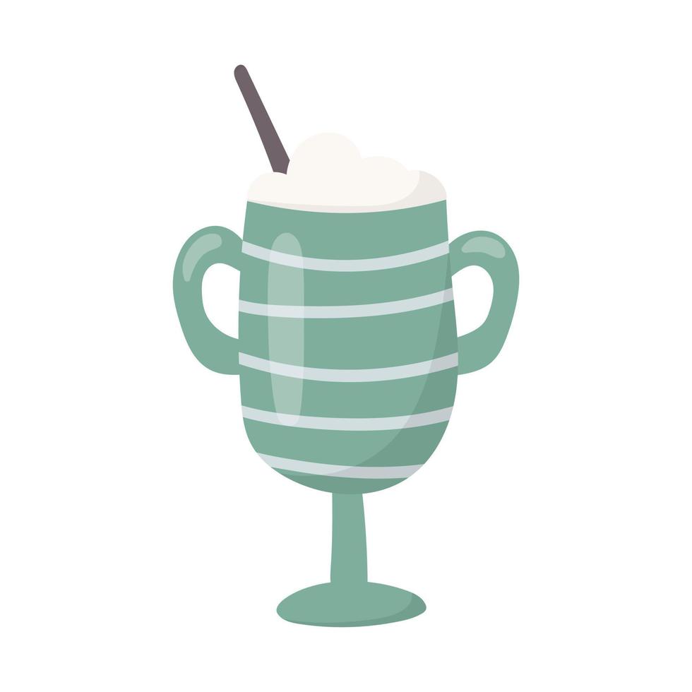 vector geïsoleerd illustratie van een glas of mok met handvatten met milkshake en drinken rietje.