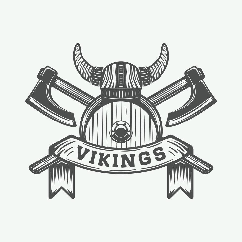 wijnoogst vikingen motiverende logo, embleem, insigne in retro stijl met citaat. monochroom grafisch kunst. vector illustratie.