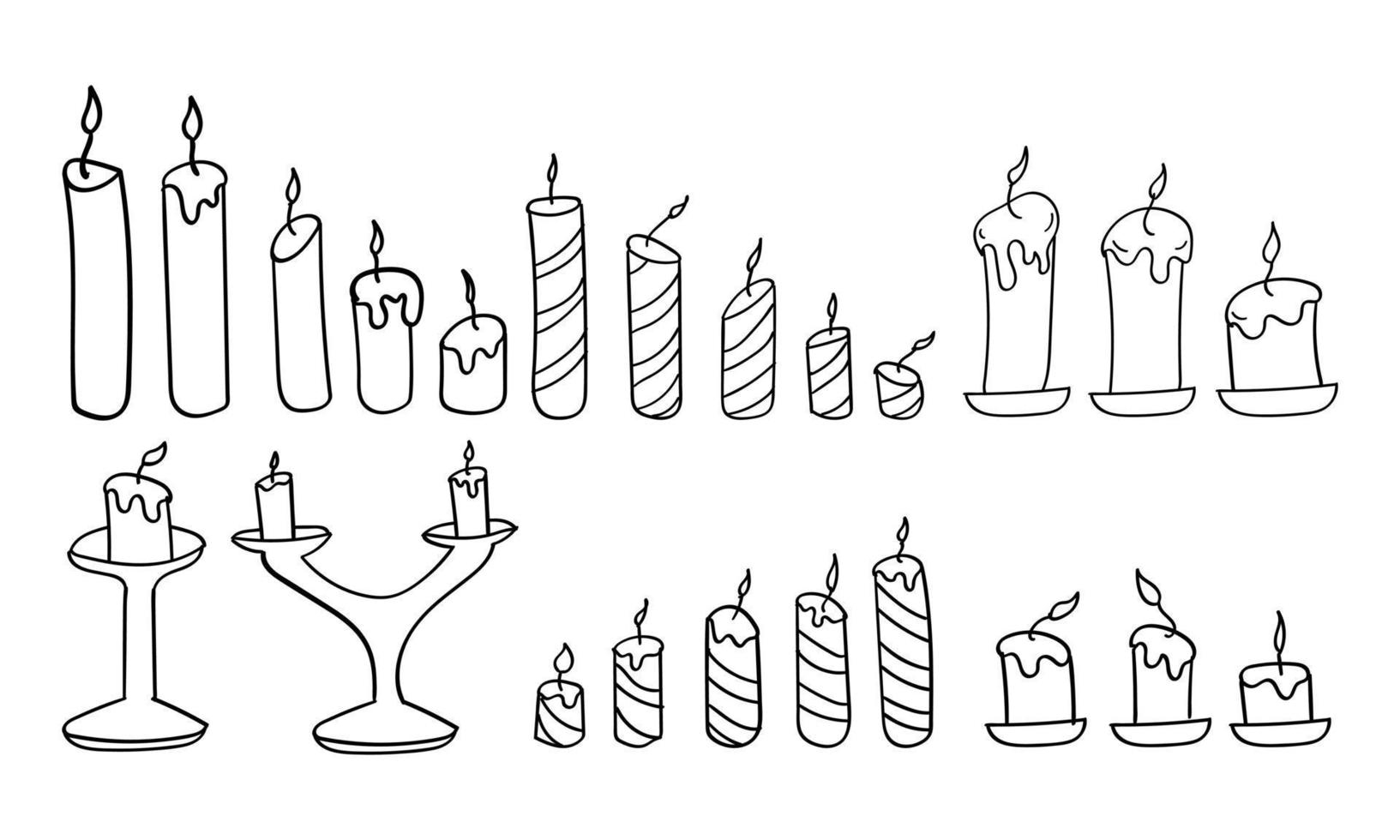 hand- getrokken kaars icoon. reeks van kaars icoon vector