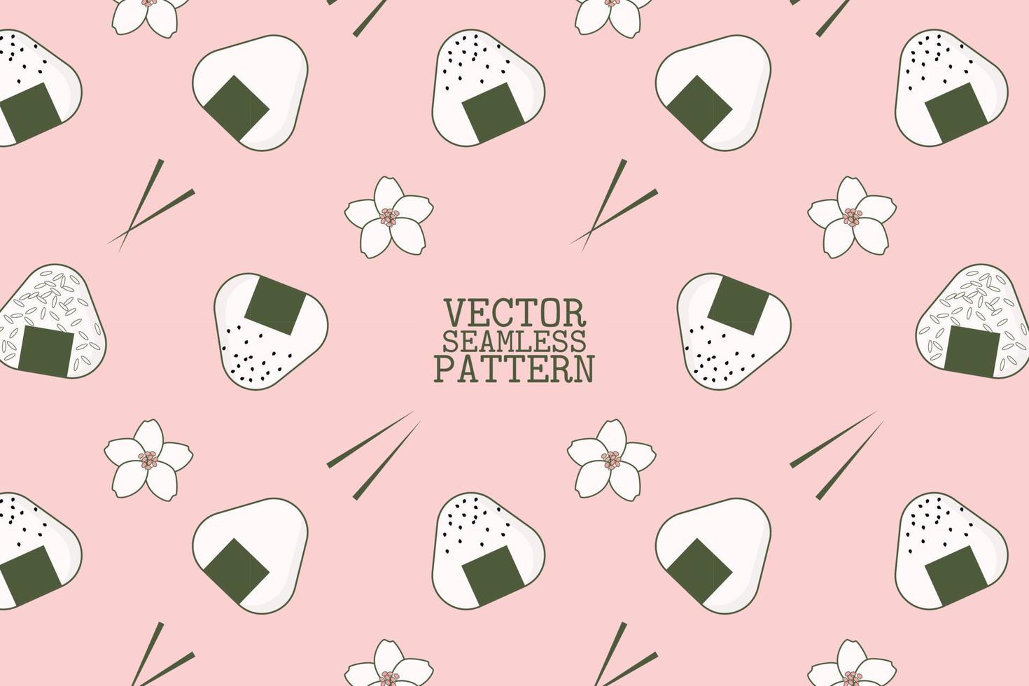 sushi rijst- driehoek vorm met bloemen vector illustratie Aan een roze achtergrond naadloos herhaling patroon