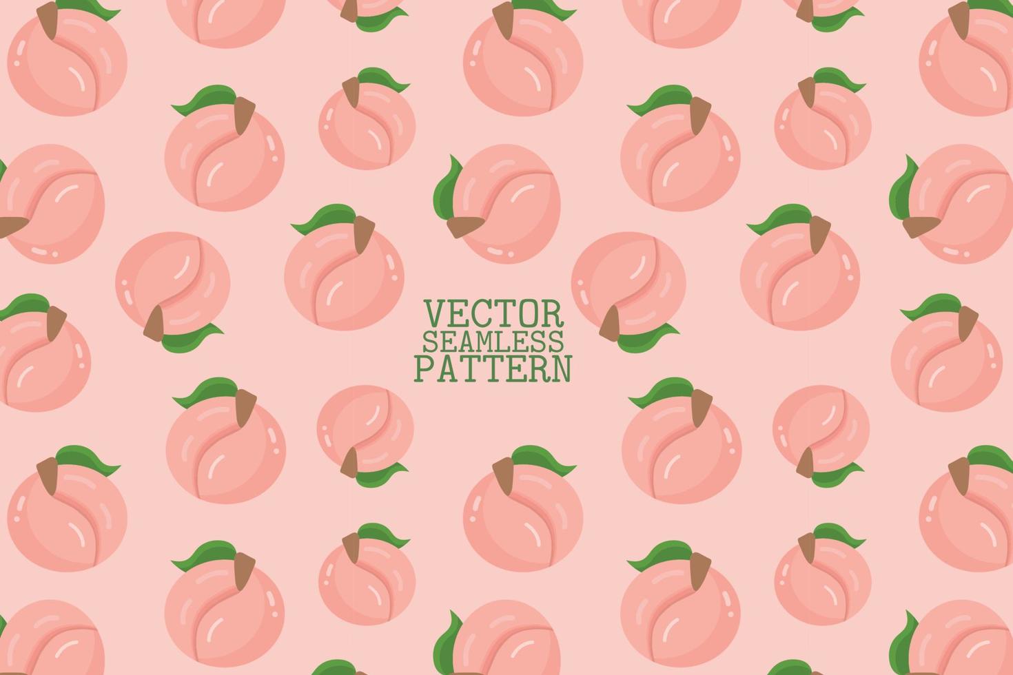 glanzend perzik fruit roze schattig ronde vorm vector illustratie naadloos herhaling patroon