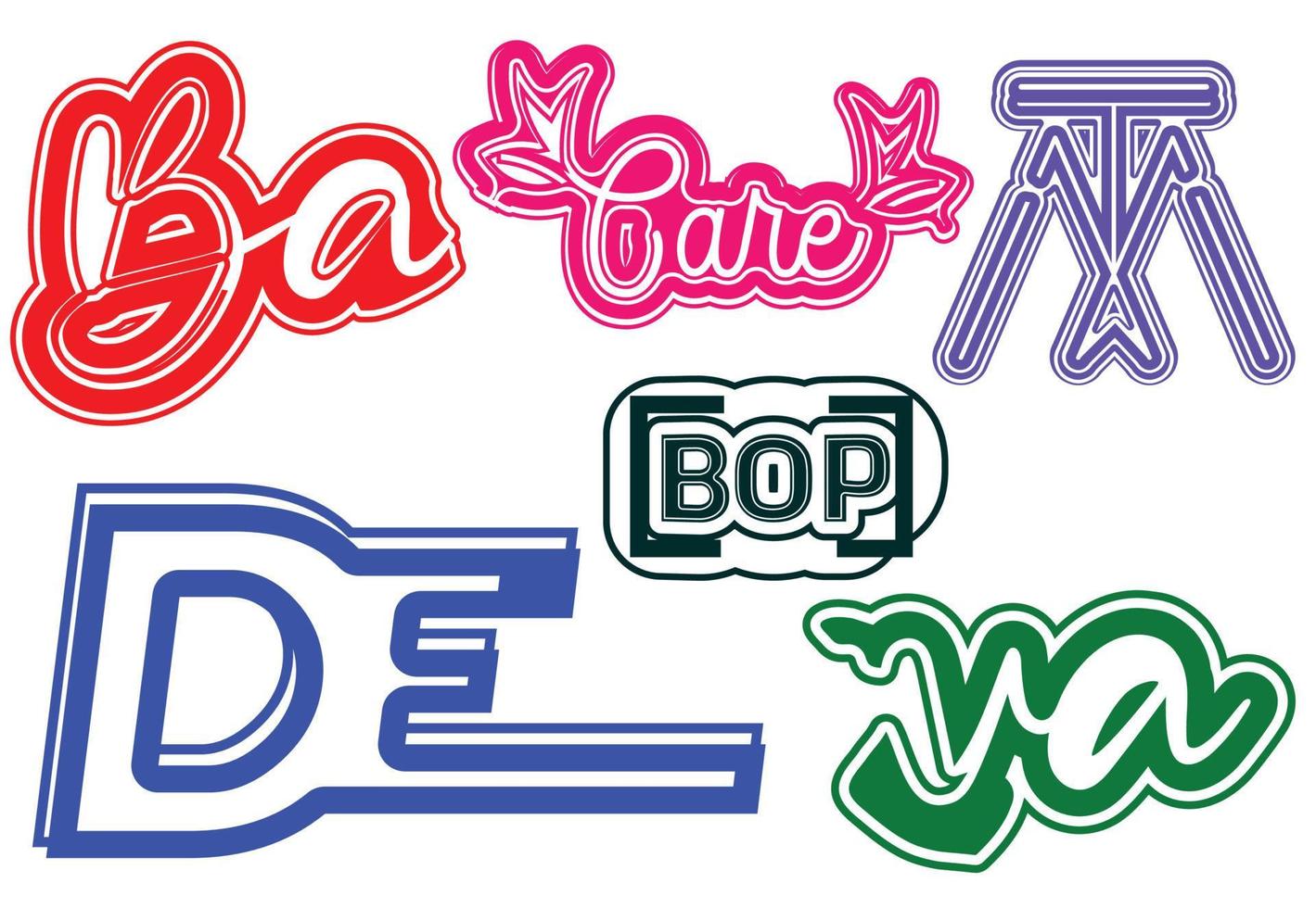 brief logo en sticker ontwerp sjabloon sets vector