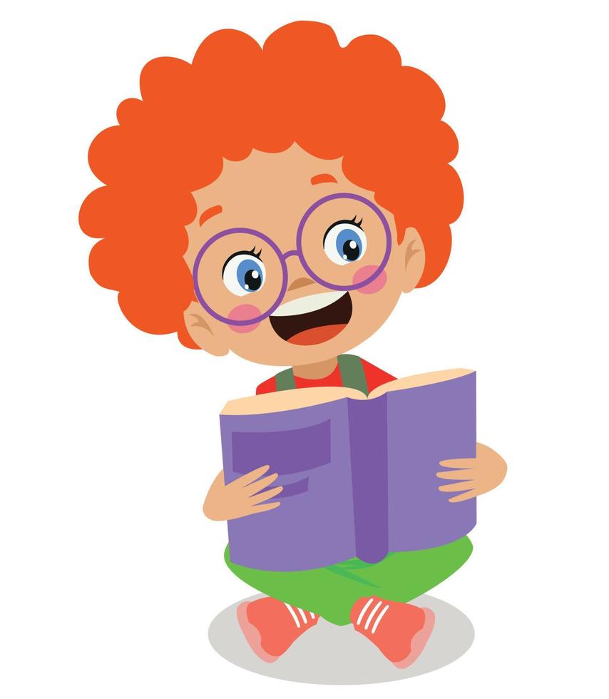 schattig weinig kind lezing boeken vector