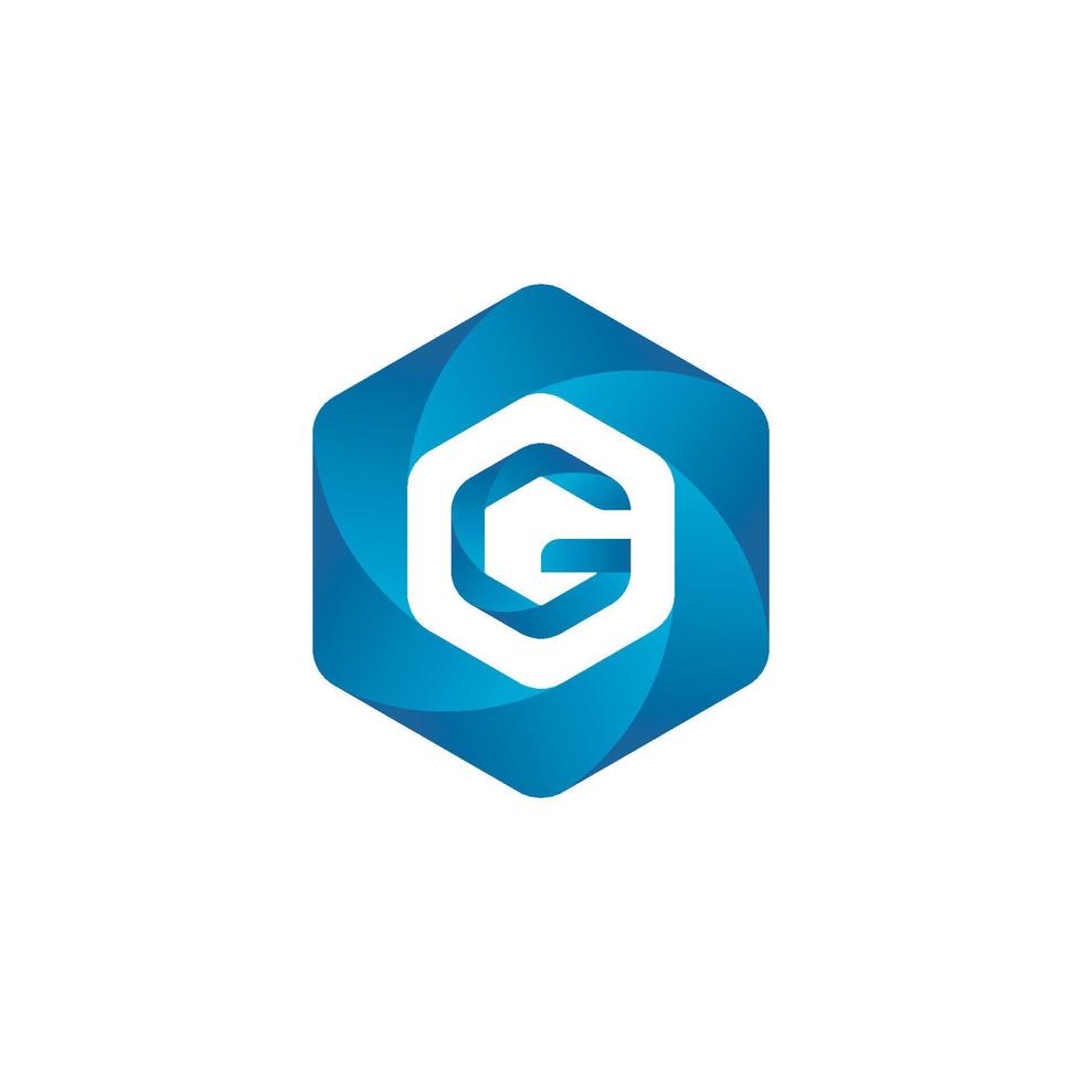 brief g logo met zeshoek vorm vector