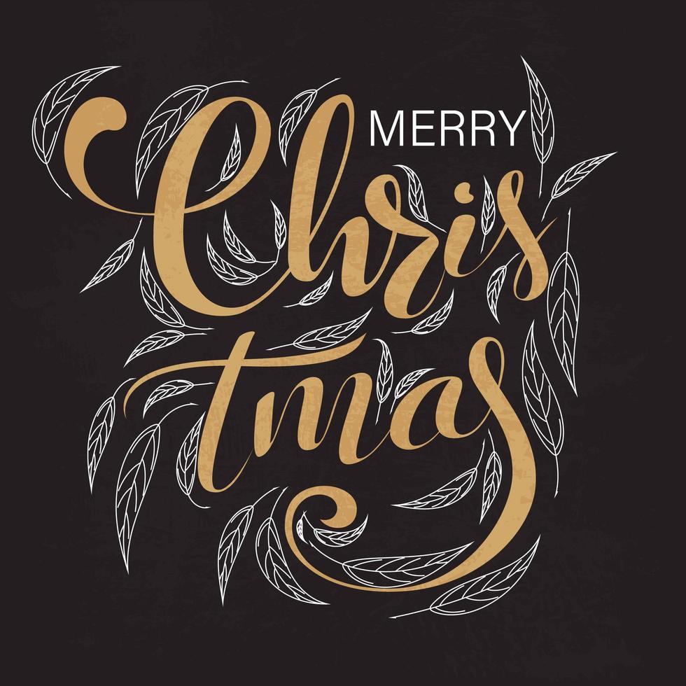 hand getekend vrolijk kerstfeest belettering vector