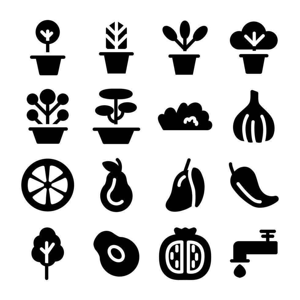pak van landbouw uitrusting glyph pictogrammen vector